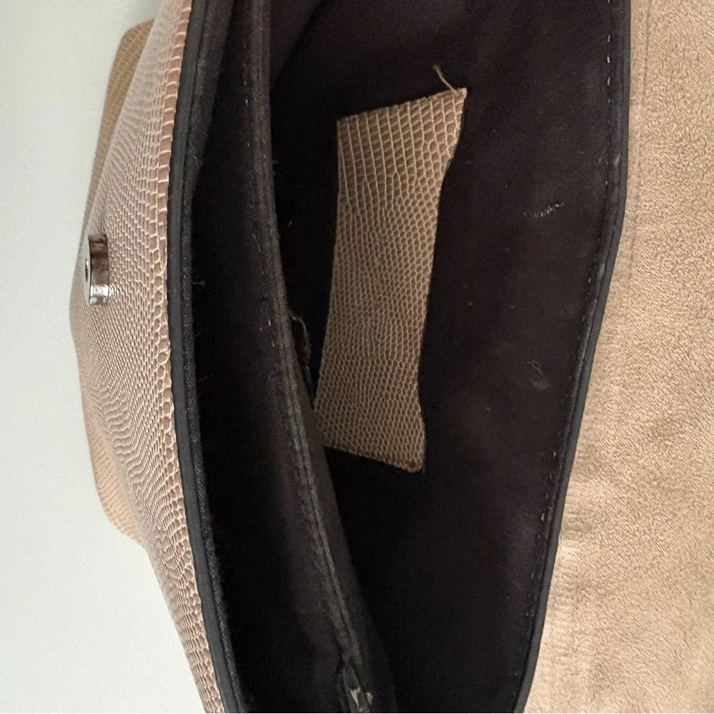 Taupe Lizard Embossed Backpack‎ Purse Minimal Neutral